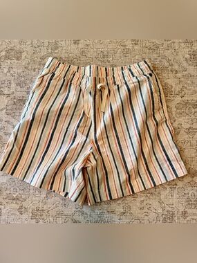 L.L. Bean Striped Drawstring Shorts in Cream, Navy & Red